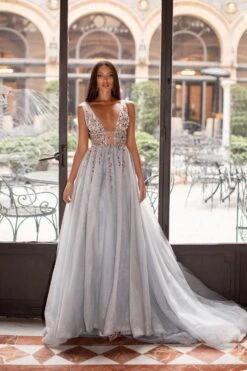 Yolanda Beaded Tulle Gown - Silver -ALAMOUR STORE 101 aa4455e0 e9df 4e58 8706 fd33cafe2f93