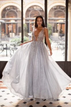 Yolanda Beaded Tulle Gown - Silver -ALAMOUR STORE 103 800d4289 ef2b 4a78 aa51 77ae3e2b5fe0