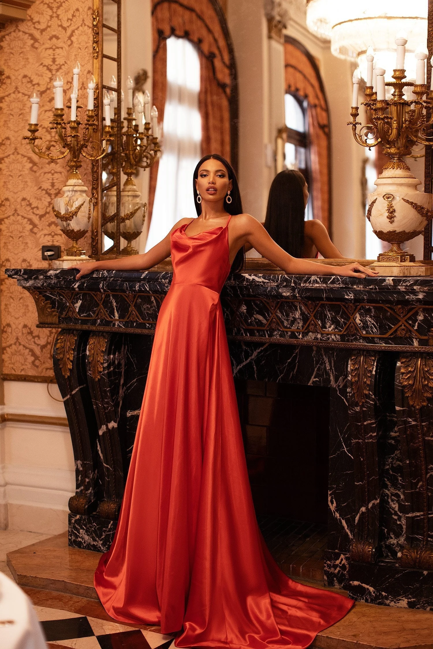 Livnia Satin Gown - Orange 3 Livnia Satin Gown - Orange