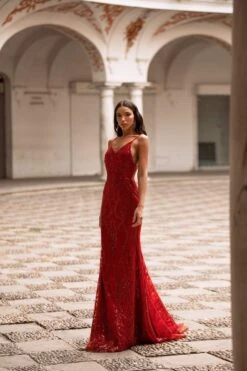 Rendira Sequin Gown - Deep Red -ALAMOUR STORE 257 245103af a0dd 400f 9c42 2dc0ea21ff72