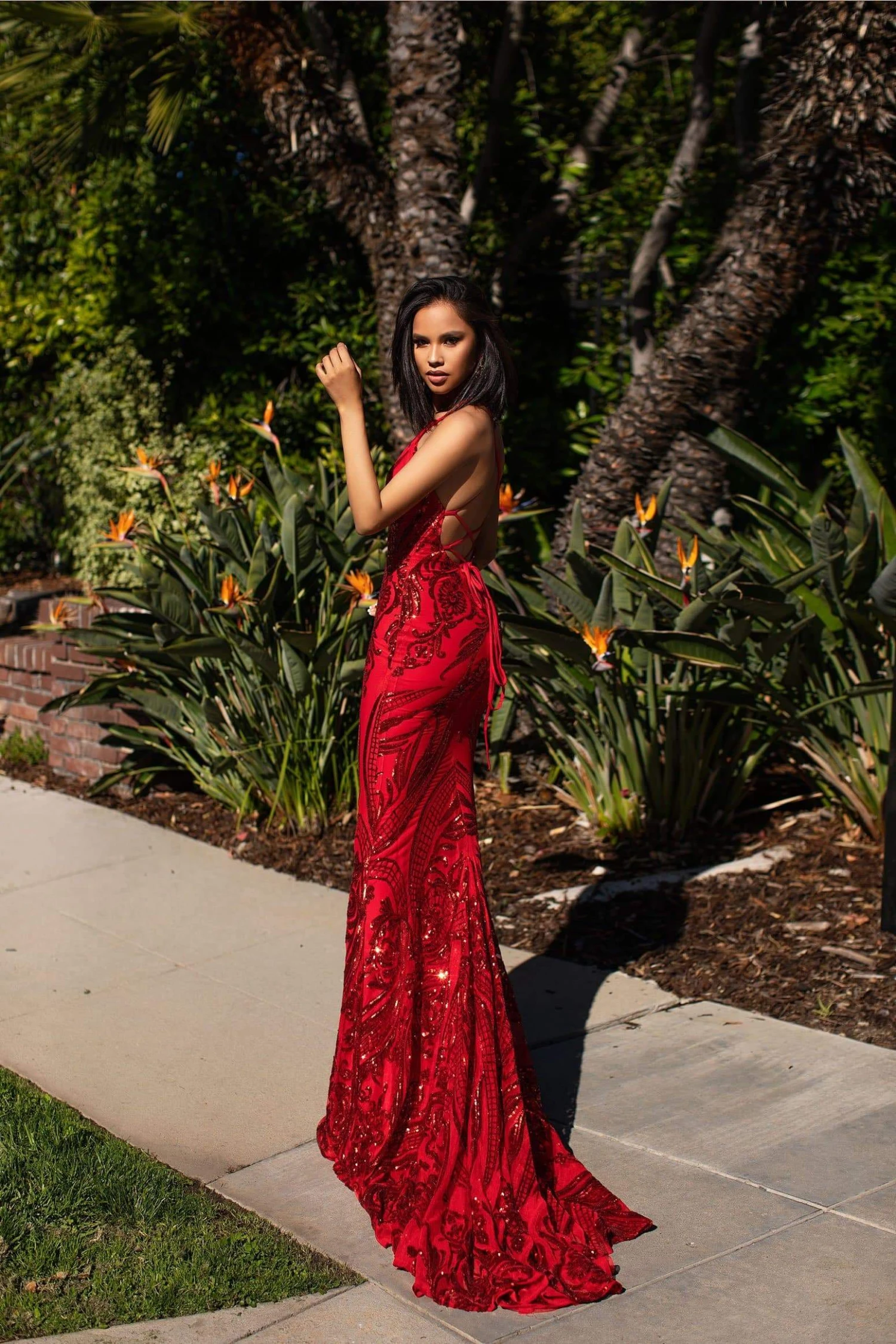 Ciara Sequins Gown - Red 4 Ciara Sequins Gown - Red - Image 2