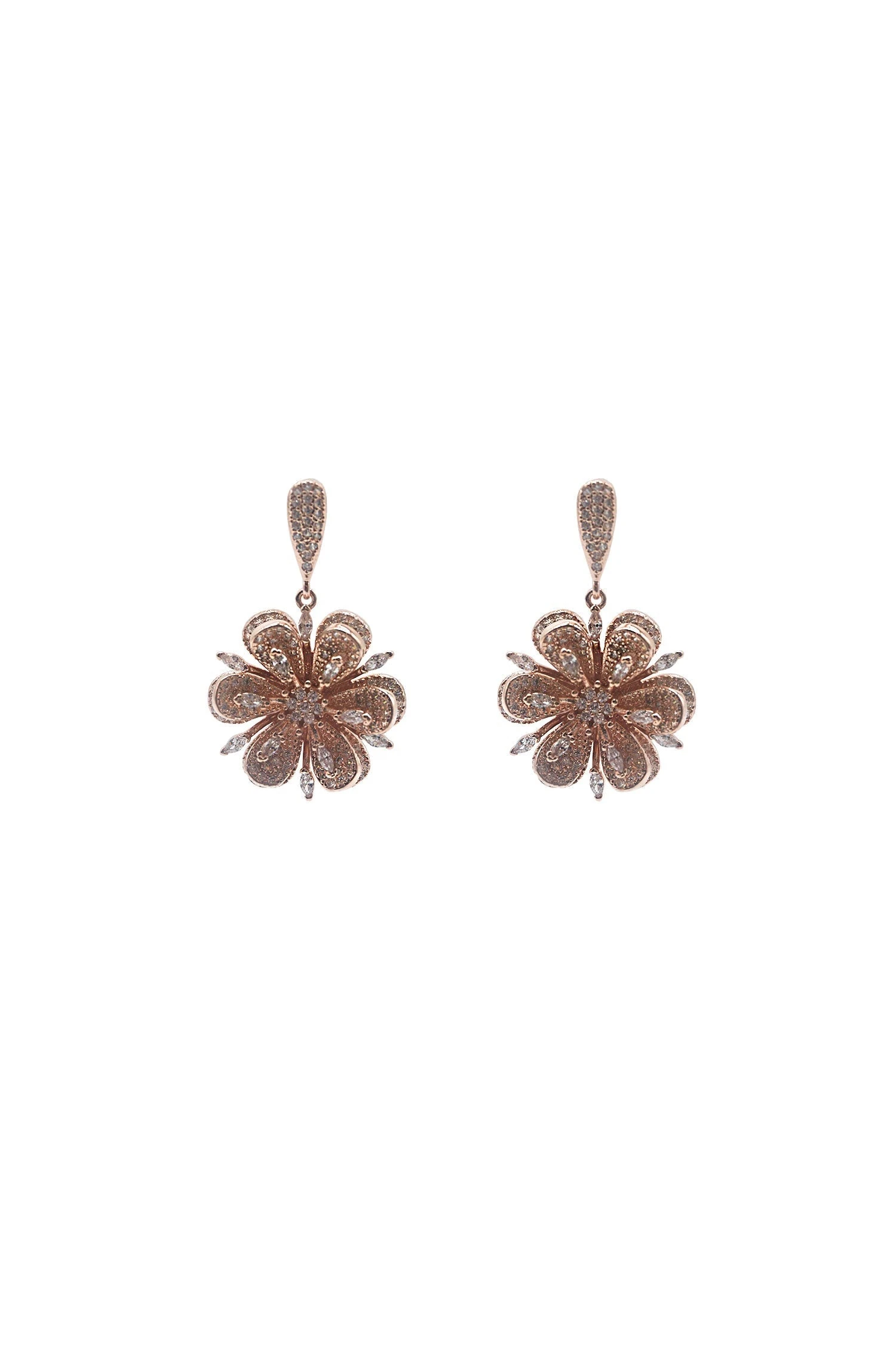 Edaline Rose Gold Flower Earrings 3 Edaline Rose Gold Flower Earrings