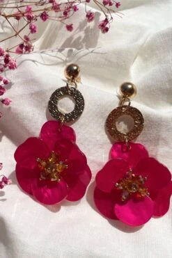 Petra Magenta Flower Drop Earrings -ALAMOUR STORE 34 76c04f04 f11d 4927 a163 13f57662201e