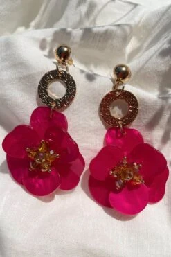Petra Magenta Flower Drop Earrings -ALAMOUR STORE 36 b851a2da 74e1 4975 aea6 74924f2d97d0