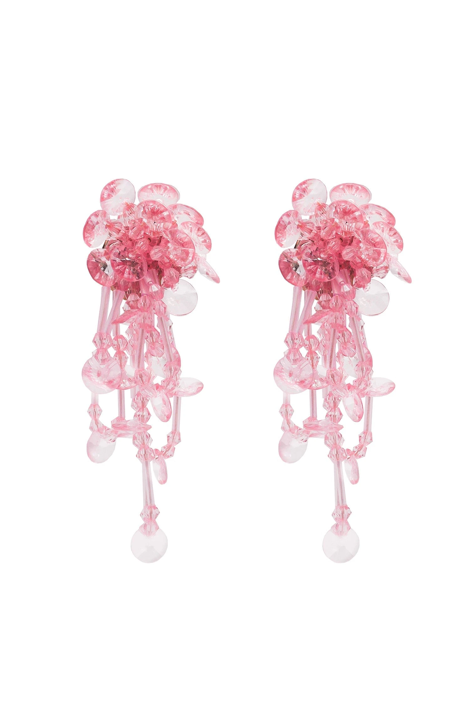 Helene Pink Flower Drop Earrings 3 Helene Pink Flower Drop Earrings