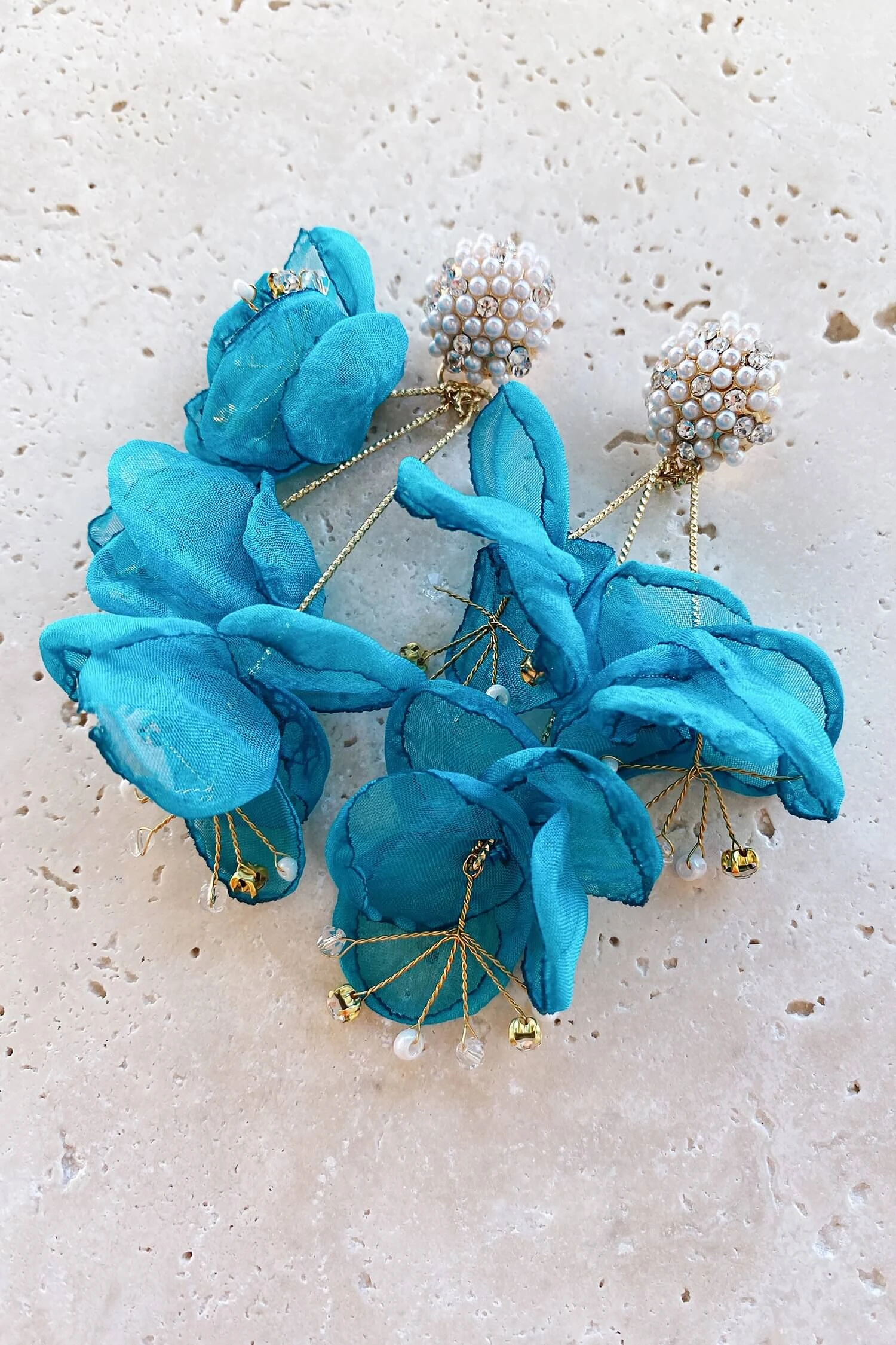 Emilita Teal Petal Earrings 6 Emilita Teal Petal Earrings - Image 4