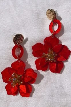 Petra Red Flower Drop Earrings -ALAMOUR STORE 4 b4b71a6a 9985 4944 b8f3 34efab0cb8f1