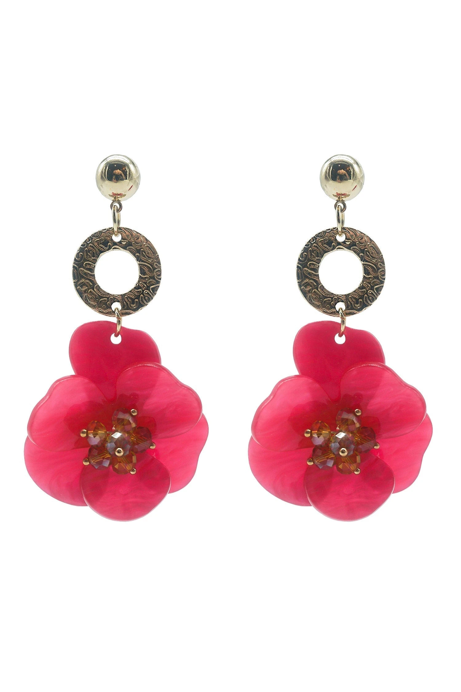 Petra Pink Flower Drop Earrings 2 Petra Pink Flower Drop Earrings