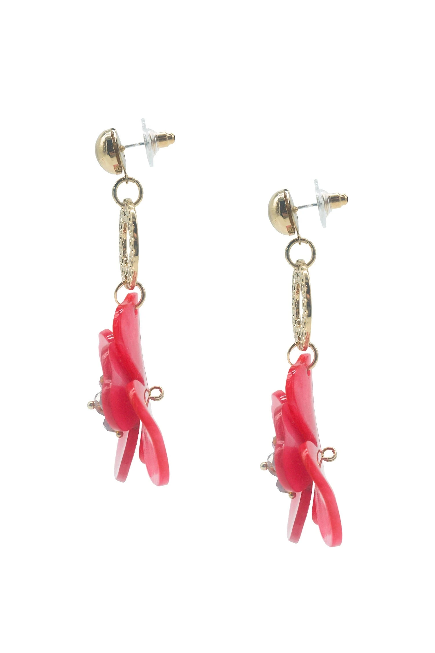 Petra Pink Flower Drop Earrings 3 Petra Pink Flower Drop Earrings - Image 2