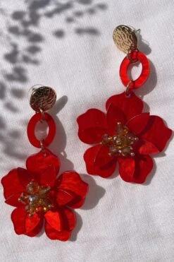 Petra Red Flower Drop Earrings -ALAMOUR STORE 5 63bdfb01 8e8e 4675 813b cb53ce72c170