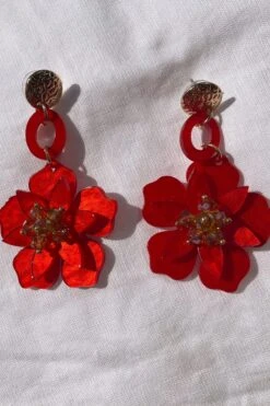 Petra Red Flower Drop Earrings -ALAMOUR STORE 6 b3130371 4815 44e7 b125 40f635c8b9f1