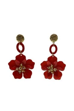Petra Red Flower Drop Earrings