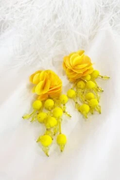 Shailee Yellow Flower Drop Earrings -ALAMOUR STORE 83SHAILEE