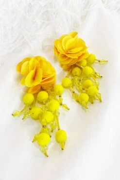 Shailee Yellow Flower Drop Earrings -ALAMOUR STORE 86 e13149d8 3a7c 4727 b803 8f28a12c0d4c