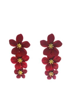 Carola Burgundy Flower Earrings -ALAMOUR STORE 87 e886edcb 8adc 43c0 9855 607753ceb99e