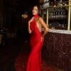Miley One Shoulder Scarf Jersey Red Gown 2 Miley One Shoulder Scarf Jersey Red Gown -ALAMOUR STORE ADORIA 10