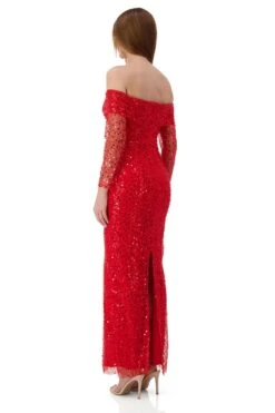 Damsel Beaded Off Shoulder Red Gown -ALAMOUR STORE damsel 3