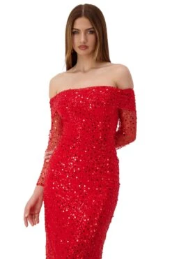 Damsel Beaded Off Shoulder Red Gown -ALAMOUR STORE damsel 5