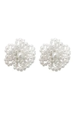 Audrina Pearl Flower Statement Earrings