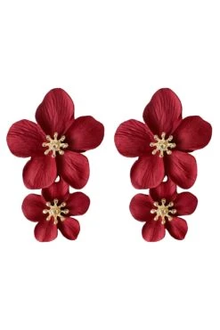 Shyla Red Multi Flower Earrings