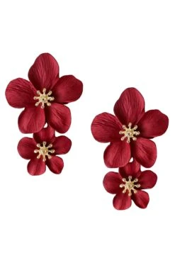 Shyla Red Multi Flower Earrings -ALAMOUR STORE earrings17 b002d122 4829 42a5 9008 f1cefb1dae92