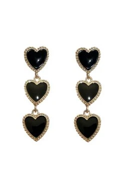 Shirley Black Heart Earrings