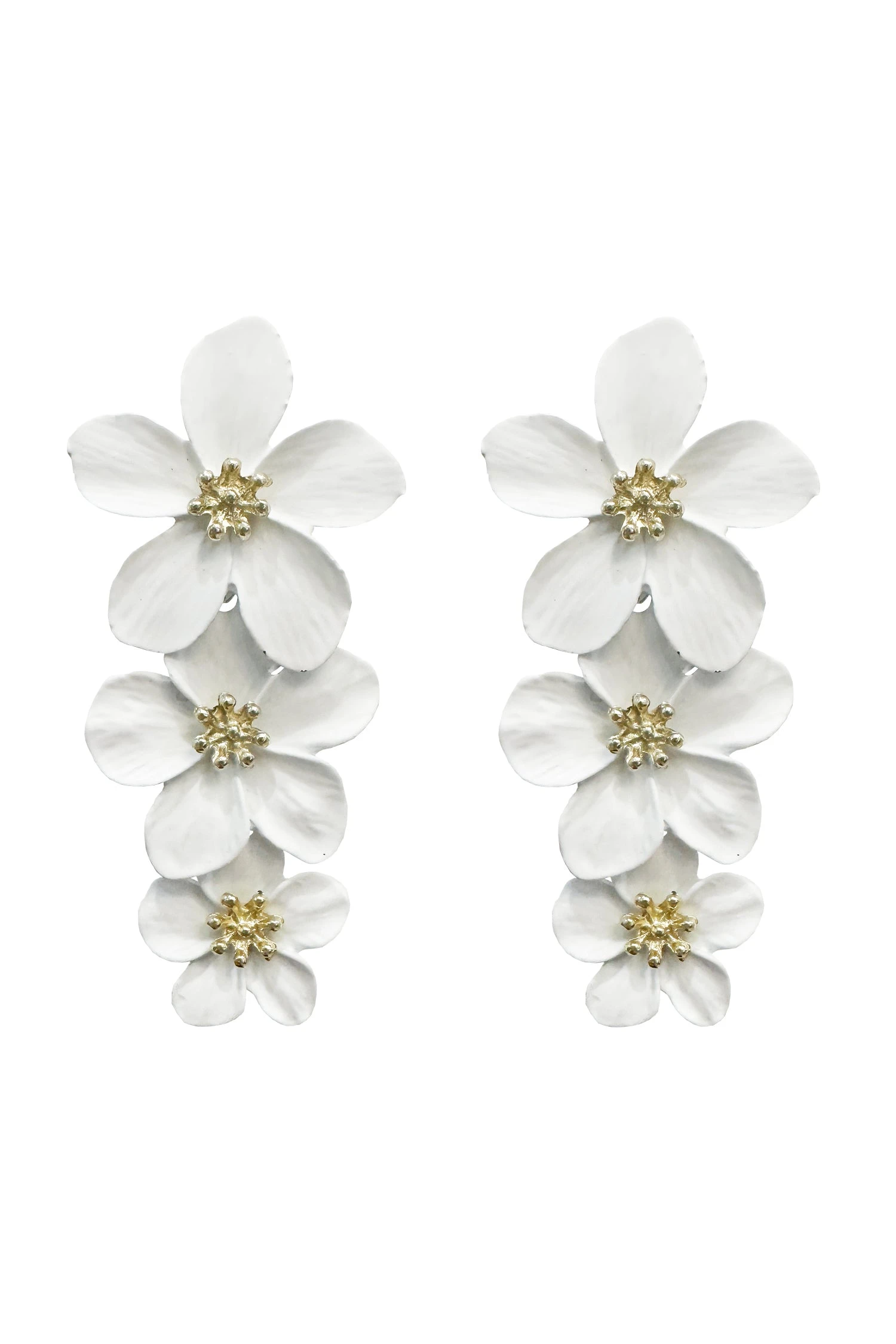 Niki White Flower Drop Earrings 6 Niki White Flower Drop Earrings - Image 4