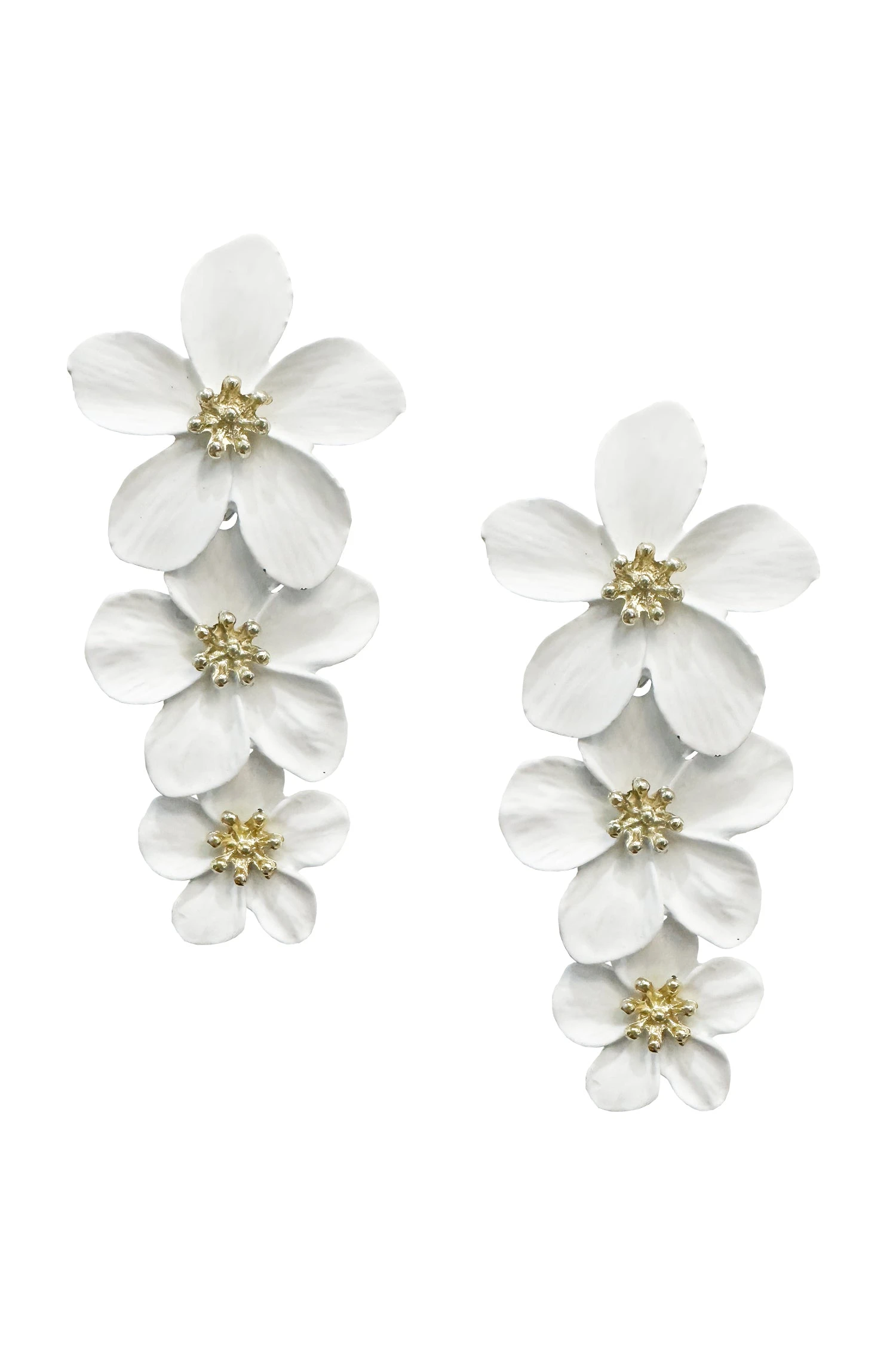 Niki White Flower Drop Earrings 7 Niki White Flower Drop Earrings - Image 5
