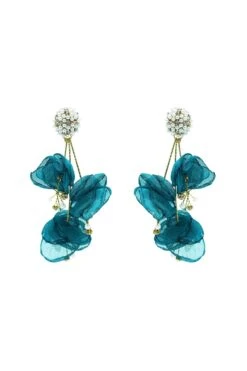 Emilita Teal Petal Earrings