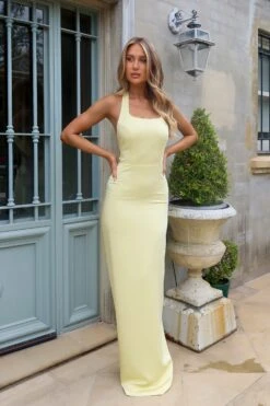 Hallie Butter Yellow Satin Gown -ALAMOUR STORE emily38