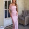 Layla One Shoulder Jersey Mauve Pink Gown