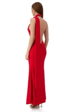 Miley One Shoulder Scarf Jersey Red Gown -ALAMOUR STORE miley 3