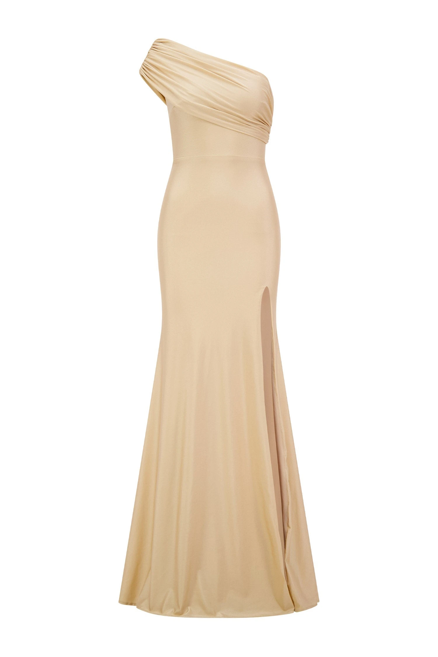 Stefani One Shoulder Jersey Gold Gown 11 Stefani One Shoulder Jersey Gold Gown - Image 9