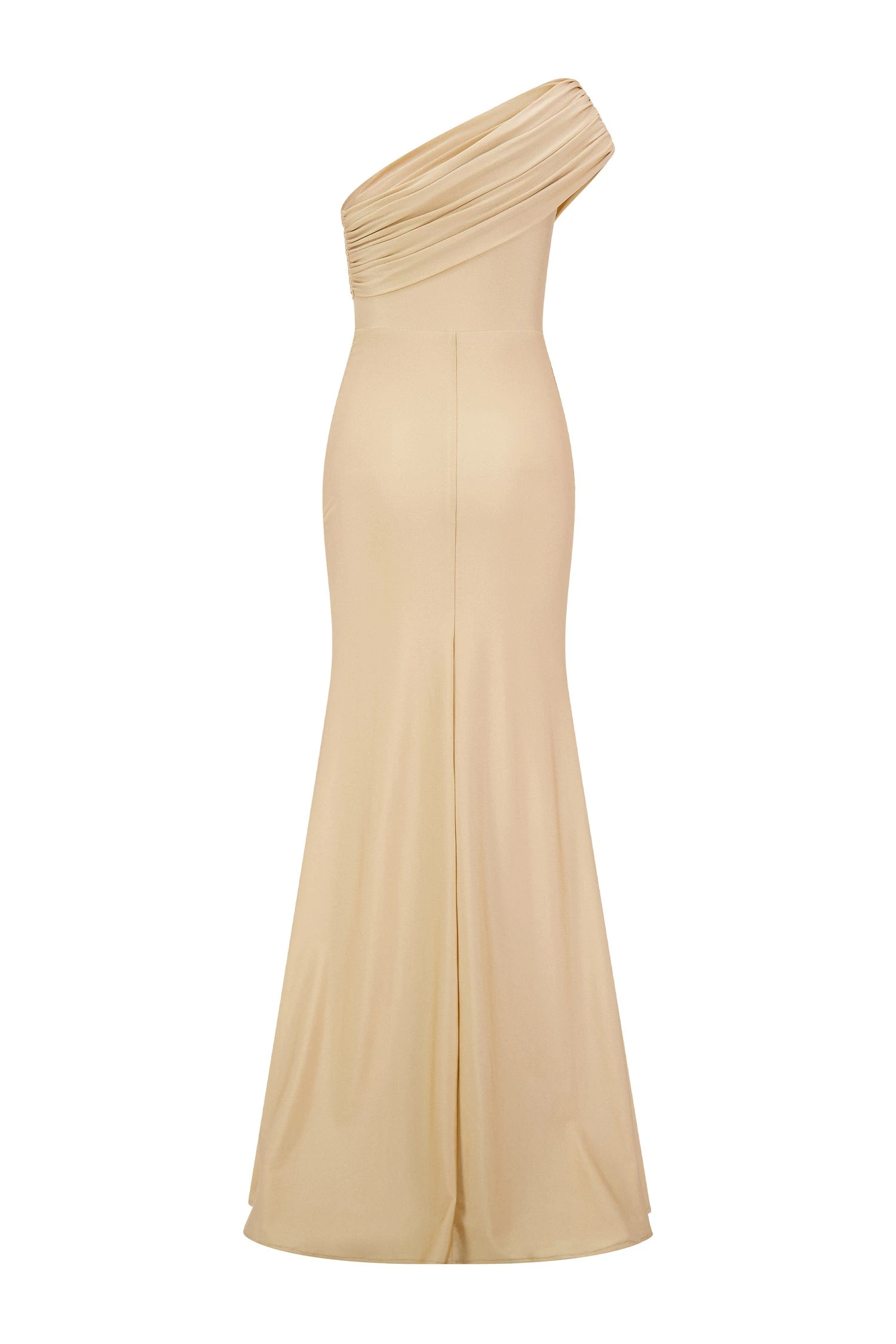 Stefani One Shoulder Jersey Gold Gown 12 Stefani One Shoulder Jersey Gold Gown - Image 10