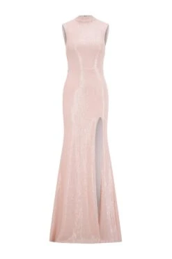 Willow High Neck Sequins Pink Gown 14 Willow High Neck Sequins Pink Gown -ALAMOUR STORE willow 1 gm